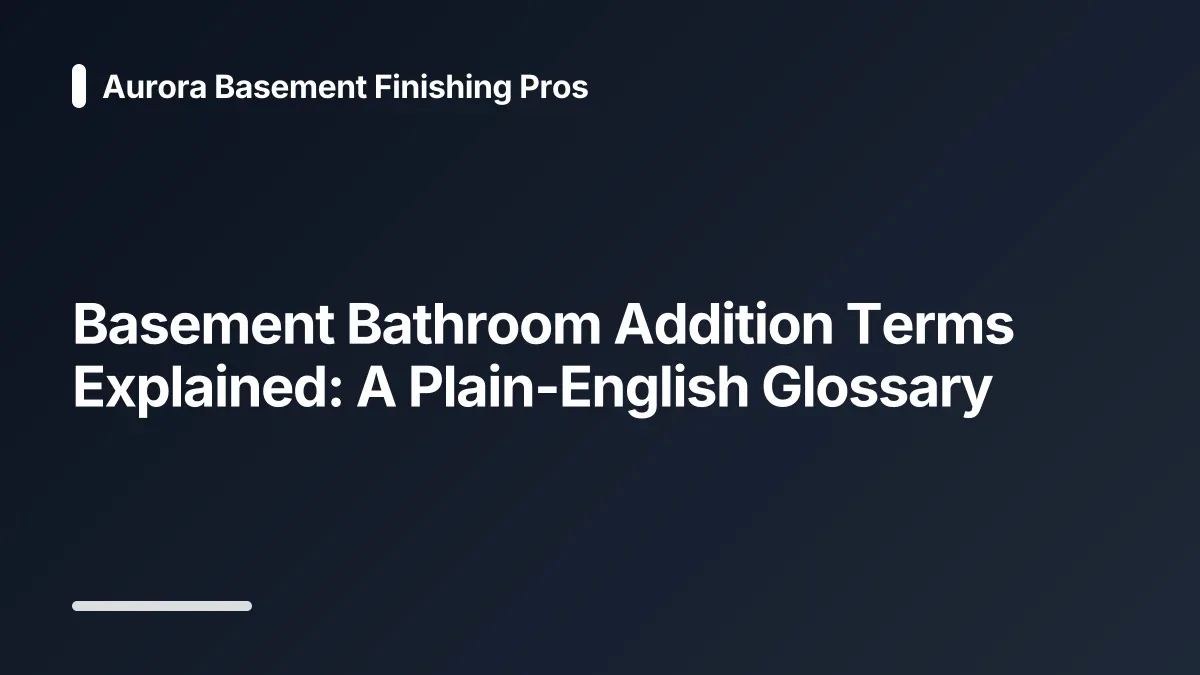 basement bathroom addition glossary