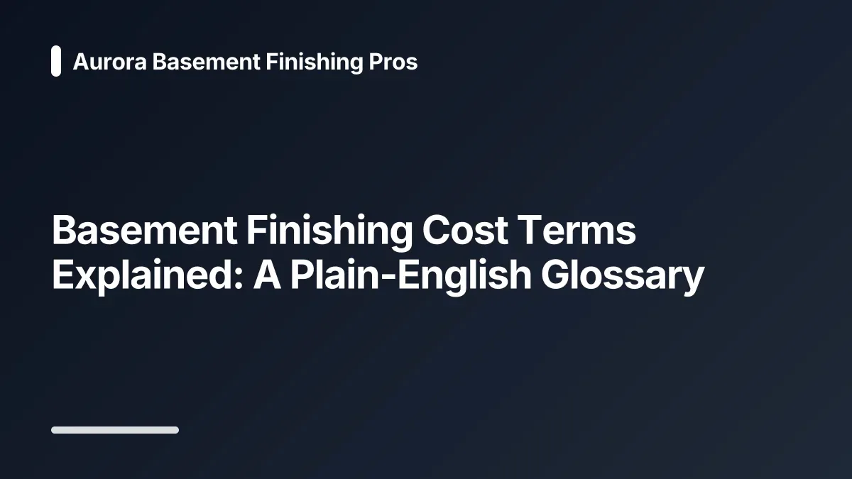 basement finishing cost glossary